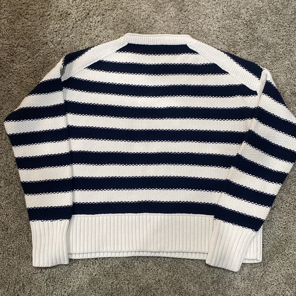 J. Crew Navy White Stripe Knit Crew Neck Long Sleeve Sweater M - Picture 3 of 10